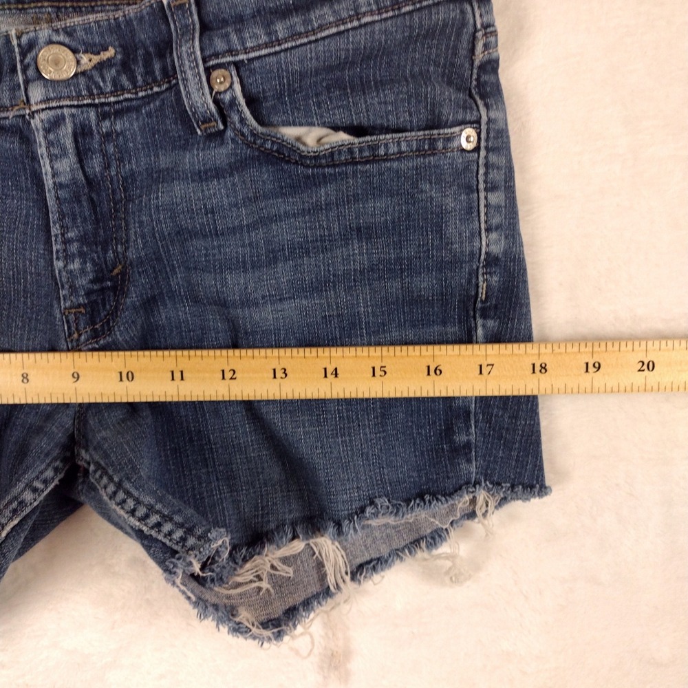 Levis 524 Too‎ Superlow Denim Shorts Medium Wash Cut Off Frayed Hem Size 11 S/C - Picture 7 of 10